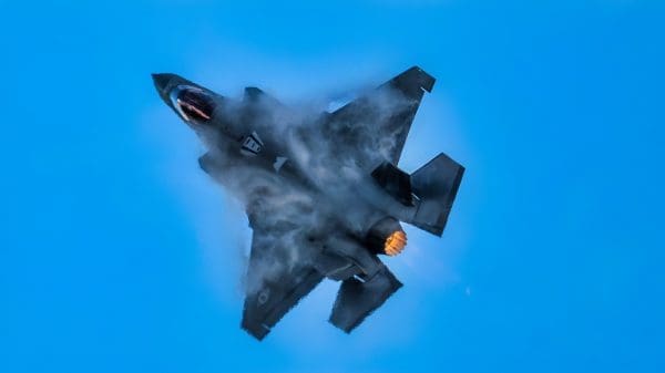 U.S. Air Force Capt. Melanie “MACH” Kluesner, F-35A Lightning II Demonstration Team pilot and commander, flies an aerial demonstration certification flight at Hill Air Force Base, Utah, Feb. 22, 2024. Upon the 388th Fighter Wing commander certification, the F-35 Demo Team pilot is required to complete the Air Combat Command Heritage Flight Training Course. (U.S. Air Force photo by Staff Sgt. Kaitlyn Ergish)