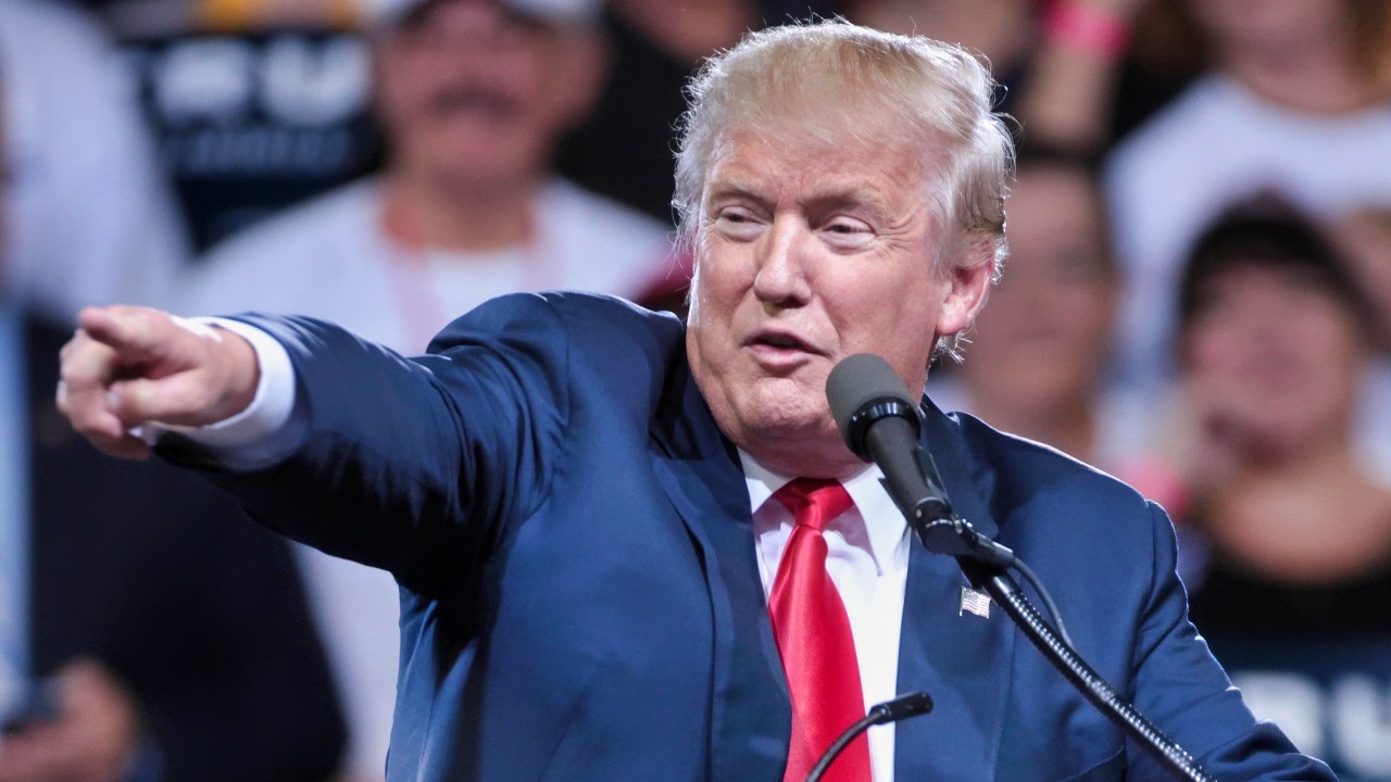 Donald Trump speaking with supporters at a campaign rally at Veterans Memorial Coliseum at the Arizona State Fairgrounds in Phoenix, Arizona.