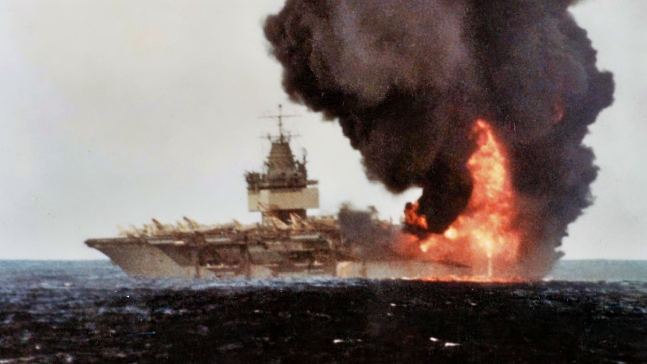 USS Enterprise Aircraft Carrier Fire