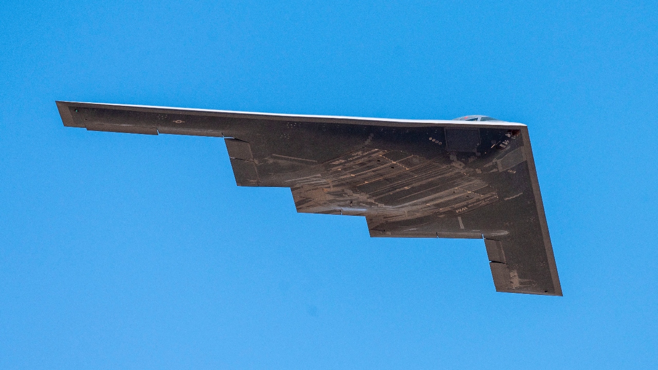 A B-2 Spirit makes a low pass flyover as part of the Warriors over the Wasatch airshow at Hill Air Force Base June 29, 2024. The 2024 Warriors over the Wasatch airshow was centered around the "Breaking Barriers Together" theme, celebrating one community. The B-2 Spirit, the predecessor to the new B-21 Raider, has been the U.S. Air Force's premiere stealth bomber for more than 20 years. (U.S. Air Force photo by Senior Airman Jack Rodgers)