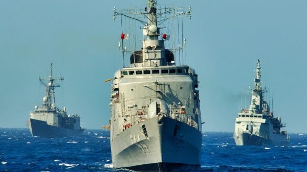 (Oct. 21, 2005) - Naval forces from Argentina, Brazil, Spain, Uruguay and the United States perform divisional tactical maneuvers off the coast of Brazil during UNITAS 47-06 Atlantic Phase. UNITAS is the largest multi-national naval exercise conducted with naval forces from the U.S., the Caribbean Sea, and South and Central America. The exercises focus on building multinational coalitions, while promoting hemispheric defense and mutual cooperation. U.S. Navy photo by Photographer’s Mate 2nd Class Michael Sandberg (RELEASED)