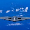 A U.S. Air Force B-2 Spirit bomber flies over the North Pacific Ocean, June 13, 2024. The speed, flexibility, and readiness of the Air Force's strategic bombers plays a critical role in deterring potential adversaries and signaling unwavering support to allies and partners. Counter-maritime missions provide valuable training opportunities to improve interoperability and demonstrate that Air Force forces are capable of operating anywhere, anytime, to meet any challenge decisively. (U.S. Marine Corps photo by Sgt. Jose Angeles)