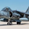 An AV-8B Harrier aircraft, known for its vertical/short takeoff and landing capabilities, utilizes the airfield at the 140th Wing, Buckley Space Force Base, Aurora, Colorado June 10, 2025. Piloted by U.S. Marine Corps Capt. Ryan Gettinger, the aircraft was demilitarized and delivered to Wings Over the Rockies Air and Space Museum in Aurora. (Photo by U.S. Air National Guard Tech. Sgt. Chance Johnson)