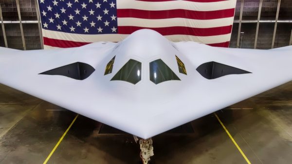 The B-21 Raider was unveiled to the public at a ceremony Dec. 2, 2022 in Palmdale, Calif. The B-21 will provide survivable, long-range, penetrating strike capabilities to deter aggression and strategic attacks against the United States, allies, and partners. (U.S. Air Force photo)