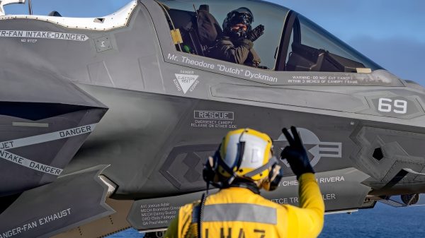 A joint team consisting of F-35 Patuxent River Integrated Test Force flight test members, U.S. Sailors and Marines, and the crew of the Japan Maritime Self-Defense Force Izumo-class multi-functional destroyer JS Kaga (DDH-184) are executing developmental sea trials in the eastern Pacific Ocean to gather the necessary data to certify F-35B Lightning II short takeoff and vertical landing aircraft operations. While aboard the MSDF’s largest ship, the Pax ITF flight test team has been gathering compatibility data for analysis in order to make recommendations for future F-35B operational envelopes, further enhancing the Japanese navy's capabilities. The results of the testing will contribute to improved interoperability between Japan and the United States, strengthening the deterrence and response capabilities of the Japan-U.S. alliance and contributing to peace and stability in the Indo-Pacific region. Japan is an F-35 Joint Program Office foreign military sales customer planning to purchase 42 F-35Bs. The F-35 Joint Program Office continues to develop, produce, and sustain the F-35 Air System to fulfill its mandate to deliver a capable, available, and affordable air system with fifth-generation capabilities.