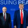 President Donald Trump poses for a photo with Russian president Vladimir Putin in the Billy Mitchell Room at Joint Base Elmendorf Richardson in Anchorage, Alaska, Friday, August 15, 2025. (Official White House Photo by Daniel Torok)