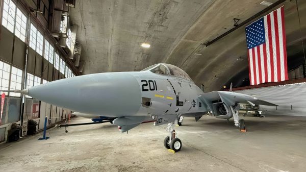 F-14 Tomcat in Museum with US Flag