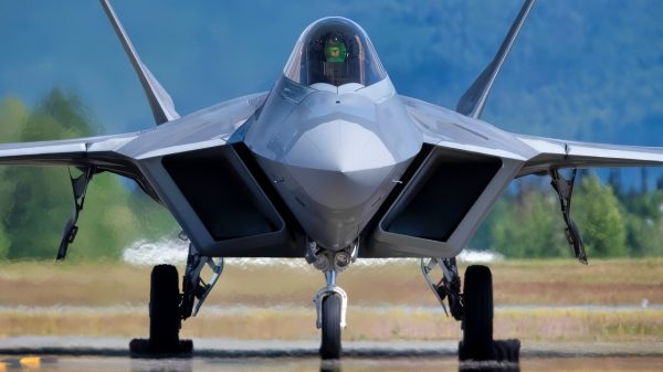 U.S. Air Force Maj. Joshua “Cabo” Gunderson, F-22 Raptor Demonstration team pilot and commander, prepares to take off in a U.S. Air Force F-22 Raptor assigned to the 90th Fighter Squadron over Joint Base Elmendorf Richardson, Alaska, July 9, 2020, as part of JBER Salutes, a two-day event to show appreciation to service members and nearly 100 Anchorage-area “COVID Heroes” and their guests. The service members and COVID Heroes, nominated for their support to the community during the COVID-19 pandemic, toured various areas of the installation, viewed exhibits and static displays of aircraft, and watched demonstrations by Explosive Ordnance Disposal, military working dog teams, and Chemical, Biological, Radiological and Nuclear experts. (U.S. Air Force photo by Alejandro Peña)