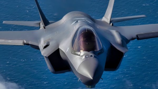 A U.S. Air Force F-35A Lightning II participating in NATO exercise Ramstein Flag 24 flies over the west coast of Greece, Oct. 4, 2024. Over 130 fighter and enabler aircraft from Greece, Canada, France, Hungary, Italy, Poland, Portugal, Romania, Spain, Sweden, United Kingdom and United States are training side by side to improve tactics and foster more robust integration, demonstrating NATO’s resolve, commitment and ability to deter potential adversaries and defend the Alliance. (U.S. Air Force photo by Tech. Sgt. Emili Koonce)