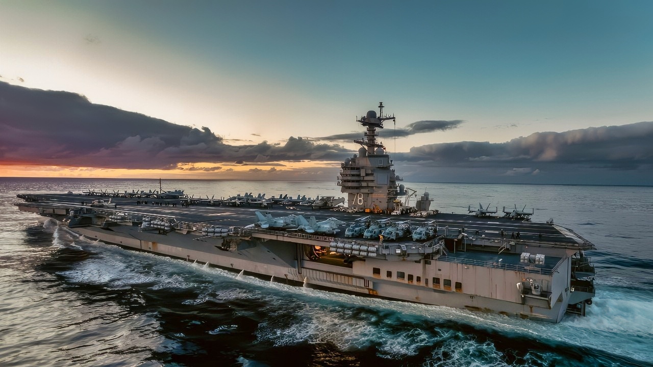 The world's largest aircraft carrier, USS Gerald R. Ford (CVN 78), conducts flight operations in the North Sea, Aug. 23, 2025. Gerald R. Ford, a first-in-class aircraft carrier and deployed flagship of Carrier Strike Group Twelve, is on a scheduled deployment in the U.S. 6th Fleet area of operations to support the warfighting effectiveness, lethality, and readiness of U.S. Naval Forces Europe-Africa, and defend U.S., Allied and partner interests in the region. (U.S. Navy photo by Mass Communication Specialist 2nd Class Maxwell Orlosky)