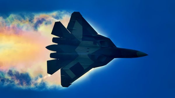 Su-57 Felon Fighter with Trail