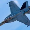 An F/A-18 Super Hornet from Naval Air Station Oceana, Virginia, performs an aerial demonstration over Rickenbacker International Airport, Ohio, June 16, 2024, as part of the Columbus Air Show. This year’s event featured more than 20 military and civilian planes, including a KC-135 Stratotanker from the 121st Air Refueling Wing, which served as the base of operations for military aircraft participating in the show. (U.S. Air National Guard photo by Senior Airman Ivy Thomas)