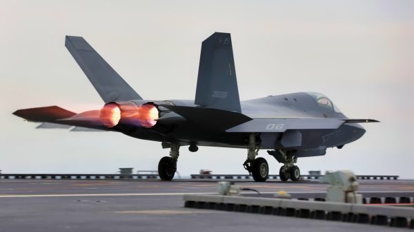 China J-35 Fighter on Aircraft Carrier