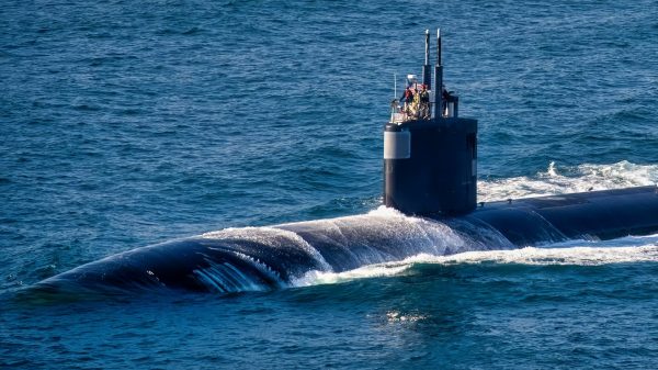 (Mar. 21, 2025) – The Los Angeles-class fast-attack submarine, USS Santa Fe (SSN 763), transits the Pacific Ocean, March 21, 2025. Santa Fe is one of four Los Angeles-class fast-attack submarines assigned to Commander, Submarine Squadron 11. Santa Fe is part of Commander Submarine Squadron 11, home to four Los Angeles-class fast-attack submarines, which are capable of supporting various missions, including anti-submarine warfare, anti-ship warfare, strike warfare and intelligence, surveillance and reconnaissance. (U.S. Navy photo by Mass Communication Specialist 1st Class Keenan Daniels)