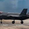 A U.S. Air Force F-35 Lightning II assigned to the 421st Fighter Squadron, Hill Air Force Base (AFB), Utah, prepares to launch out for a Red Flag-Nellis 24-1 mission while another takes off at Nellis AFB, Jan. 23, 2024. This Red Flag will have approximately 30 units and close to 2,000 participants from U.S. and Allied forces. (U.S. Air Force photo by Senior Airman Zachary Rufus)